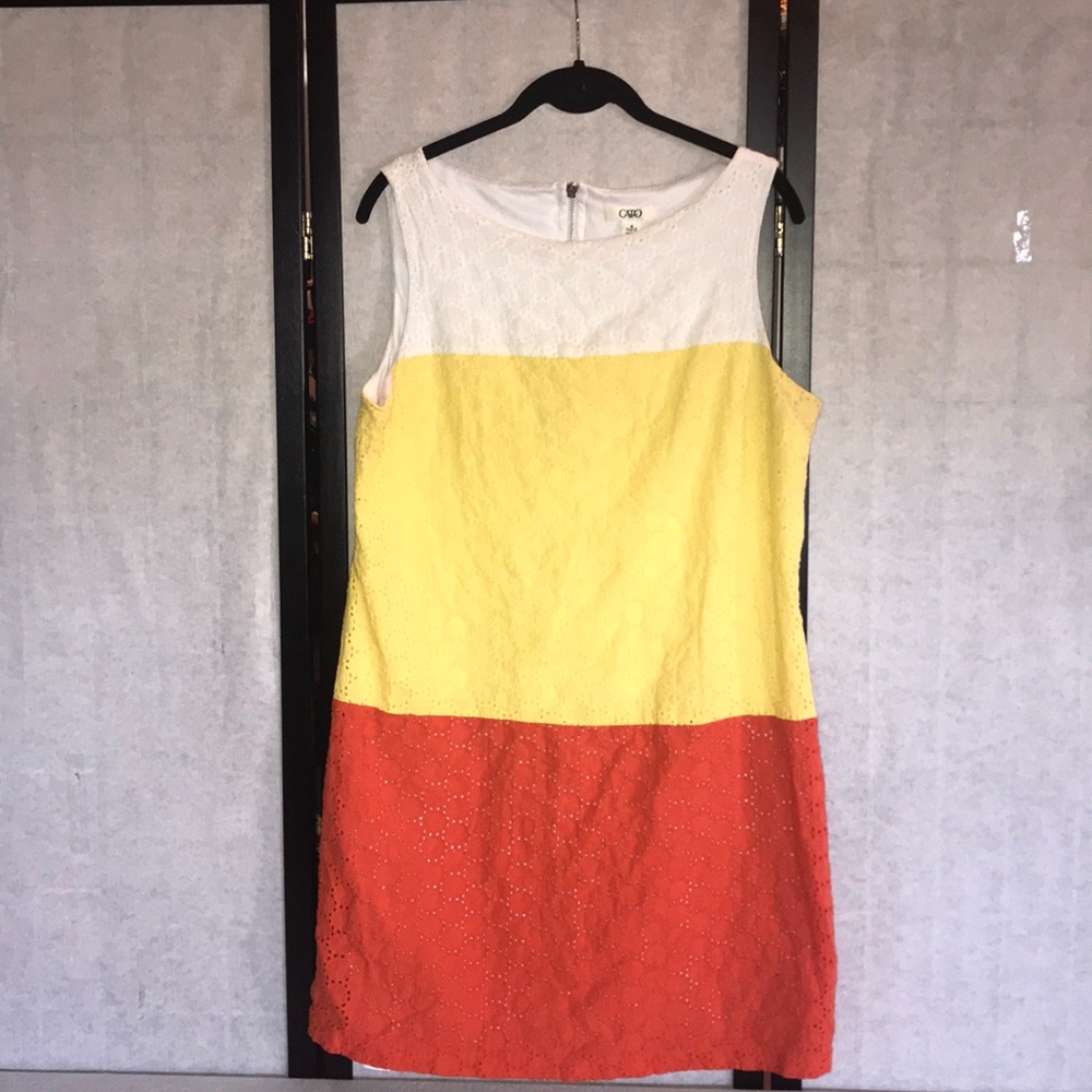 Cato sleeveless white,yellow,orange dress